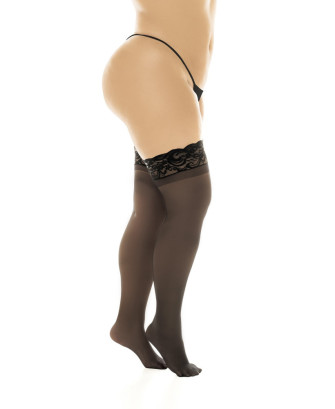 Bas en nylon sexy noir, grande taille, autofixant 